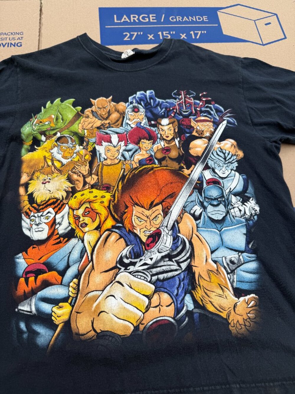 1990s Vintage Jerzees Black Thundercats 100% Cotton T-Shirt Men's Large - Picture 2 of 14